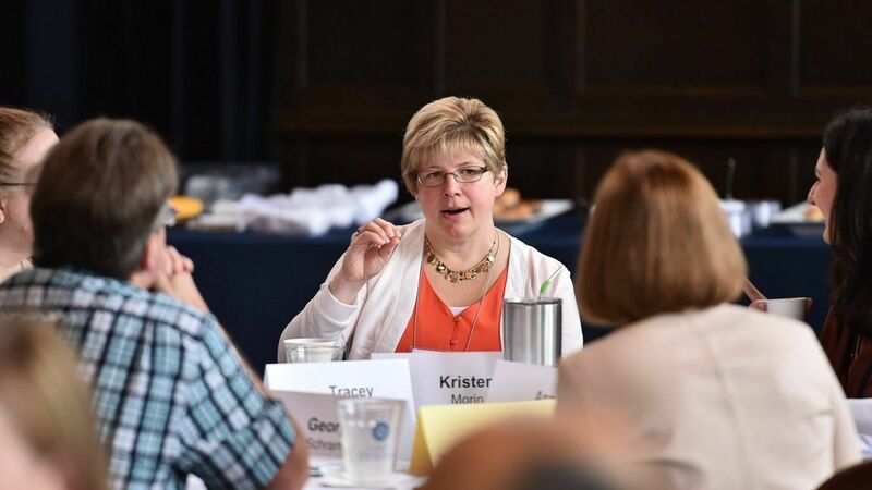 OIT employee Kristen Morin speaking in
 a roundtable session